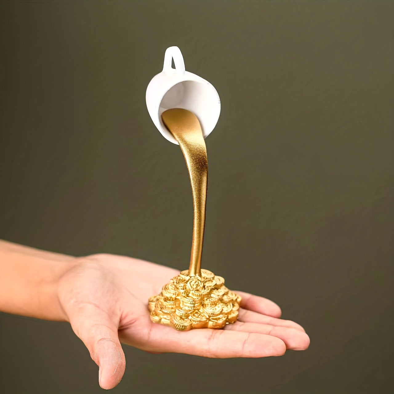 Decorative ornament floating coffee cup resin