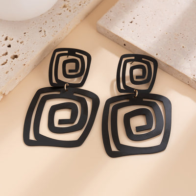 Irregular square spiral earrings