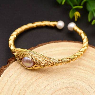 Original Design Pearl Adjustable Eye Bangle For Women