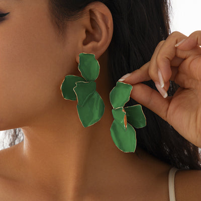 Pink drip oil petal earrings