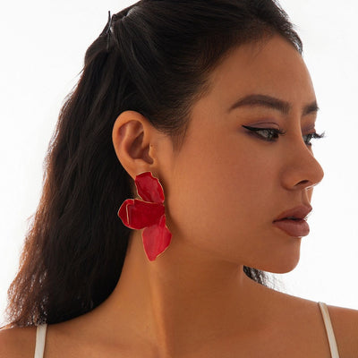 Pink drip oil petal earrings