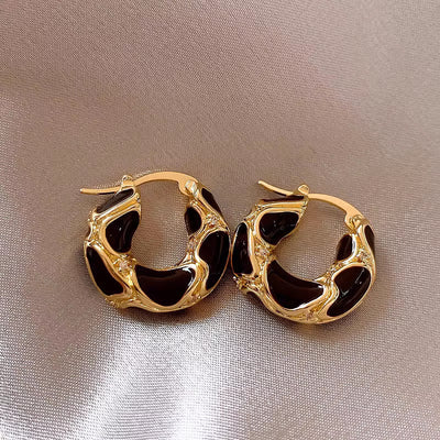 Leopard print circle earrings