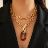 Leopard print buckle necklace