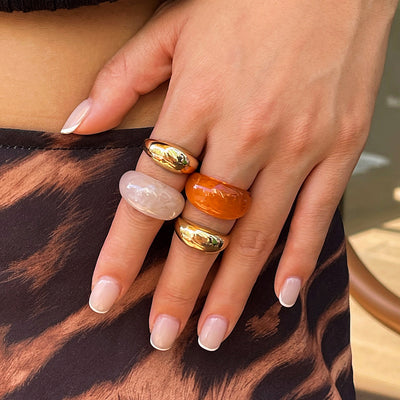 Retro geometric amber rings