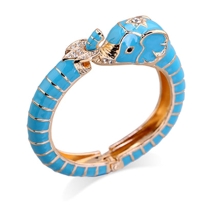 Fashion elephant enamel open bracelet