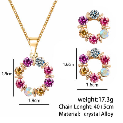 Fashion simple style circle crystal necklace set