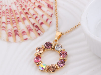 Fashion simple style circle crystal necklace set