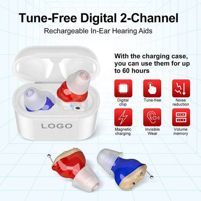 Rechargeable sound amplifier for elderly hearing aids