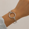 Double layered hollow knot opening bracelet for women