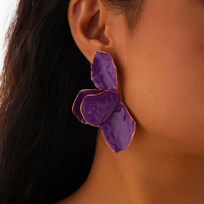 Pink drip oil petal earrings