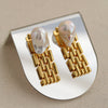 Wide chain Baroque pearl earrings for women