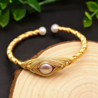 Original Design Pearl Adjustable Eye Bangle For Women