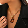 Leopard print buckle necklace