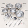 Stainless steel cookware set of 18 pieces household kitchen set