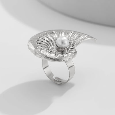 Imitation pearl adjustable ring