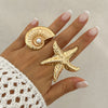 Imitation pearl adjustable ring