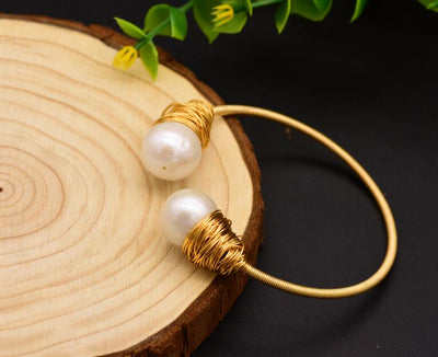 Handmade Pearl  Wedding  Bamgle For Women