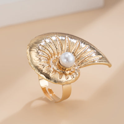 Imitation pearl adjustable ring