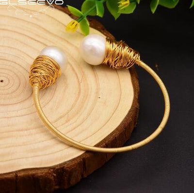 Handmade Pearl  Wedding  Bamgle For Women