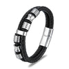 Black leather bracelet for men