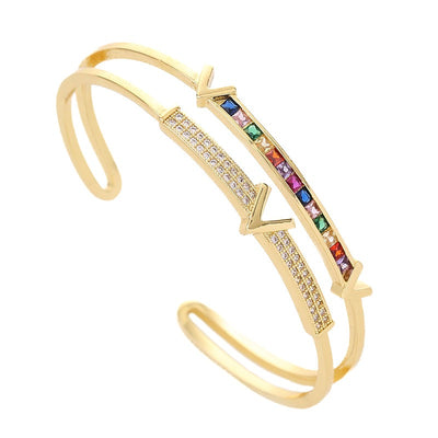 Double-layer V-shaped opening bracelet