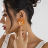 Small fresh and colorful scallop flower earrings