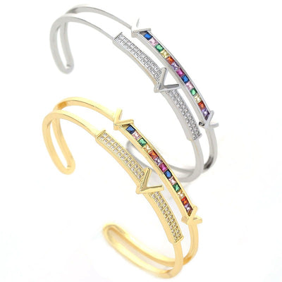 Double-layer V-shaped opening bracelet