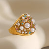 Diamond studded pearl handmade ring