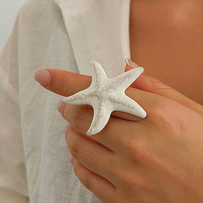 Starfish pearl ring