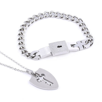 Couple Lovers Bracelet  Bangles Key Pendant Necklace