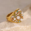 Diamond studded pearl handmade ring