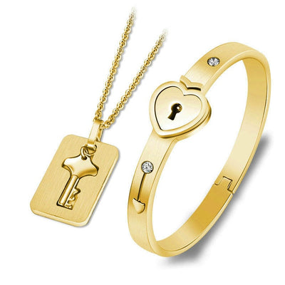 Couple Lovers Bracelet  Bangles Key Pendant Necklace