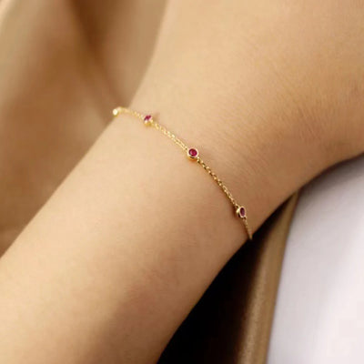 Four Round Mini Ruby Luxury Bracelet For Women