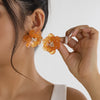 Small fresh and colorful scallop flower earrings