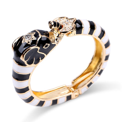 Fashion elephant enamel open bracelet