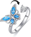 Rotatable butterfly opening ring for women