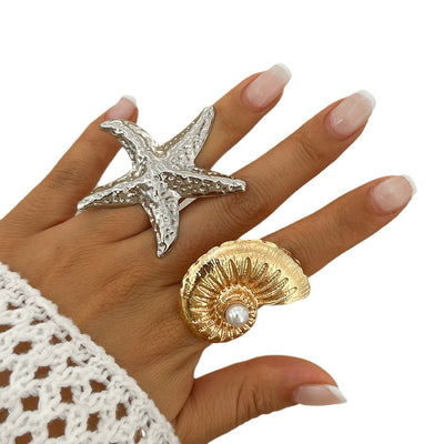 Imitation pearl adjustable ring