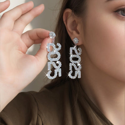 Elegant full diamond new year earrings