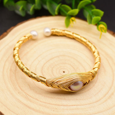 Original Design Pearl Adjustable Eye Bangle For Women