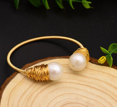 Handmade Pearl  Wedding  Bamgle For Women