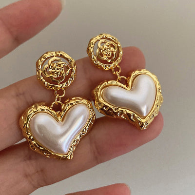 Pearl heart spicy girl earrings