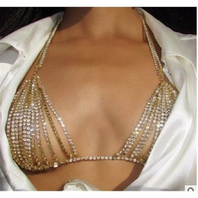 Sexy diamond chest chain women's body