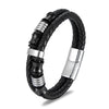 Black leather bracelet for men