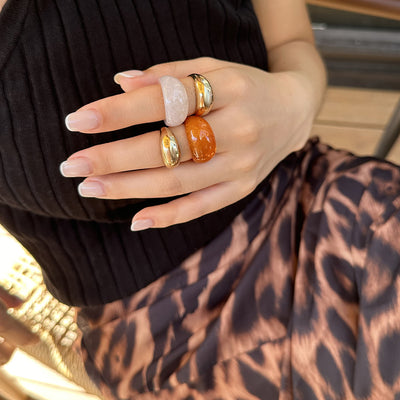 Retro geometric amber rings