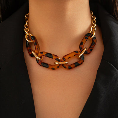 Leopard print buckle necklace