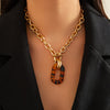 Leopard print buckle necklace