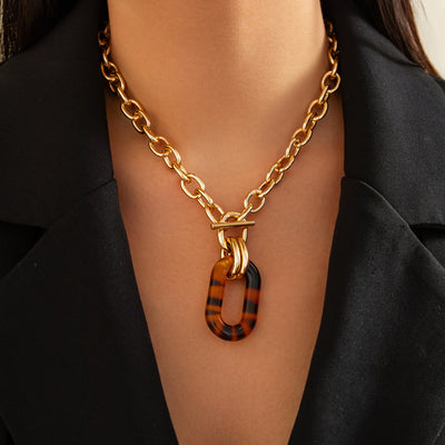 Leopard print buckle necklace