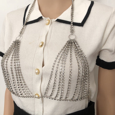 Sexy diamond chest chain women's body