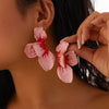 Pink drip oil petal earrings