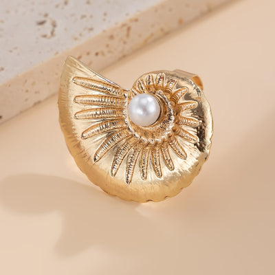 Imitation pearl adjustable ring